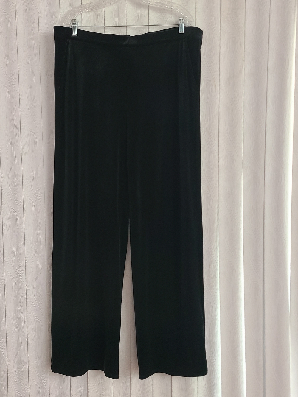 J Jill Wearever Sz XL Tall Black Velvet Pull On Pockets Holiday Wide Leg Pant